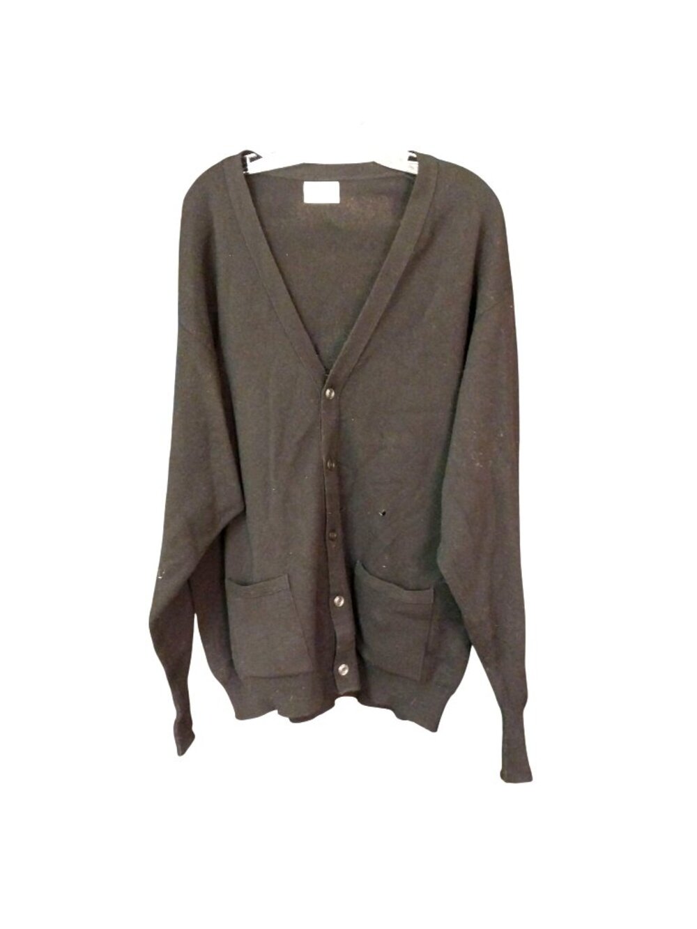 Vintage Harrods Black Knit Cardigan Sweater With Front Pockets Button Closure